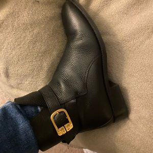 Marbled leather ankle boots